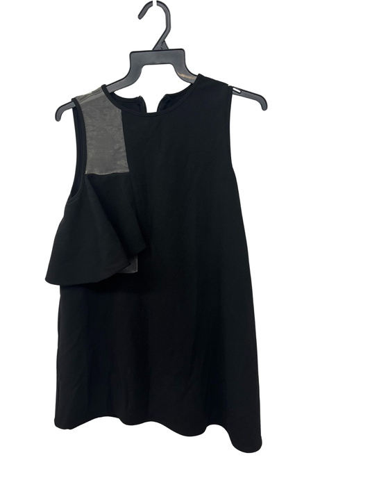 Black Sleeveless Dress with Mesh Panel