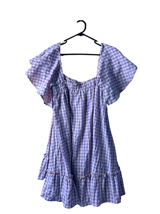 NWT Pink & Purple Check Strappy Short Dress