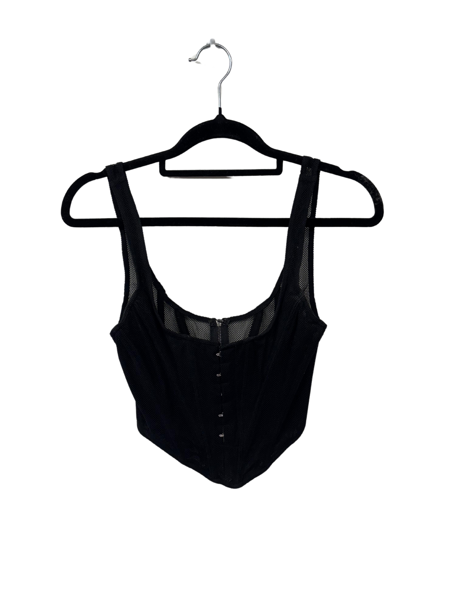 Black Mesh Corset Sleeveless Top