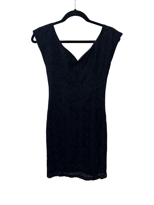90s Black Lace Knee Length Wiggle Dress