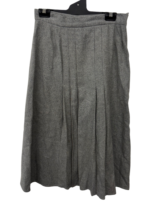Vintage Grey Pleated Thick Midi Skirt