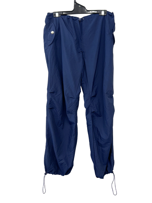Navy Parachute Pants with Drawstring Waistband