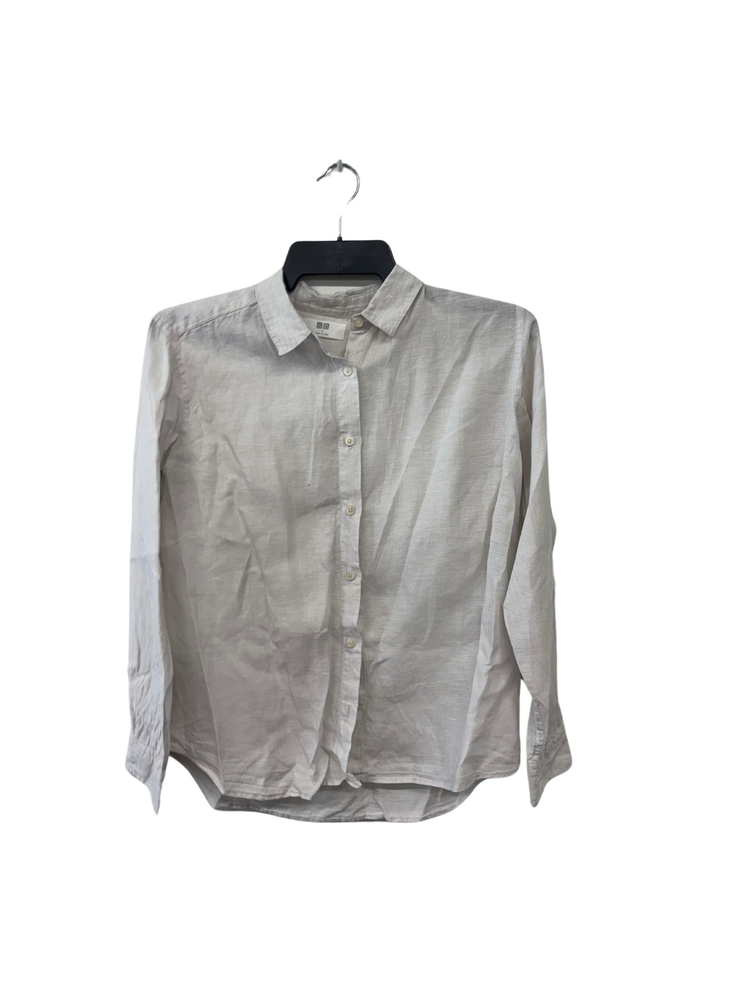 Cream Long Sleeve Button Up Boxy Length Shirt