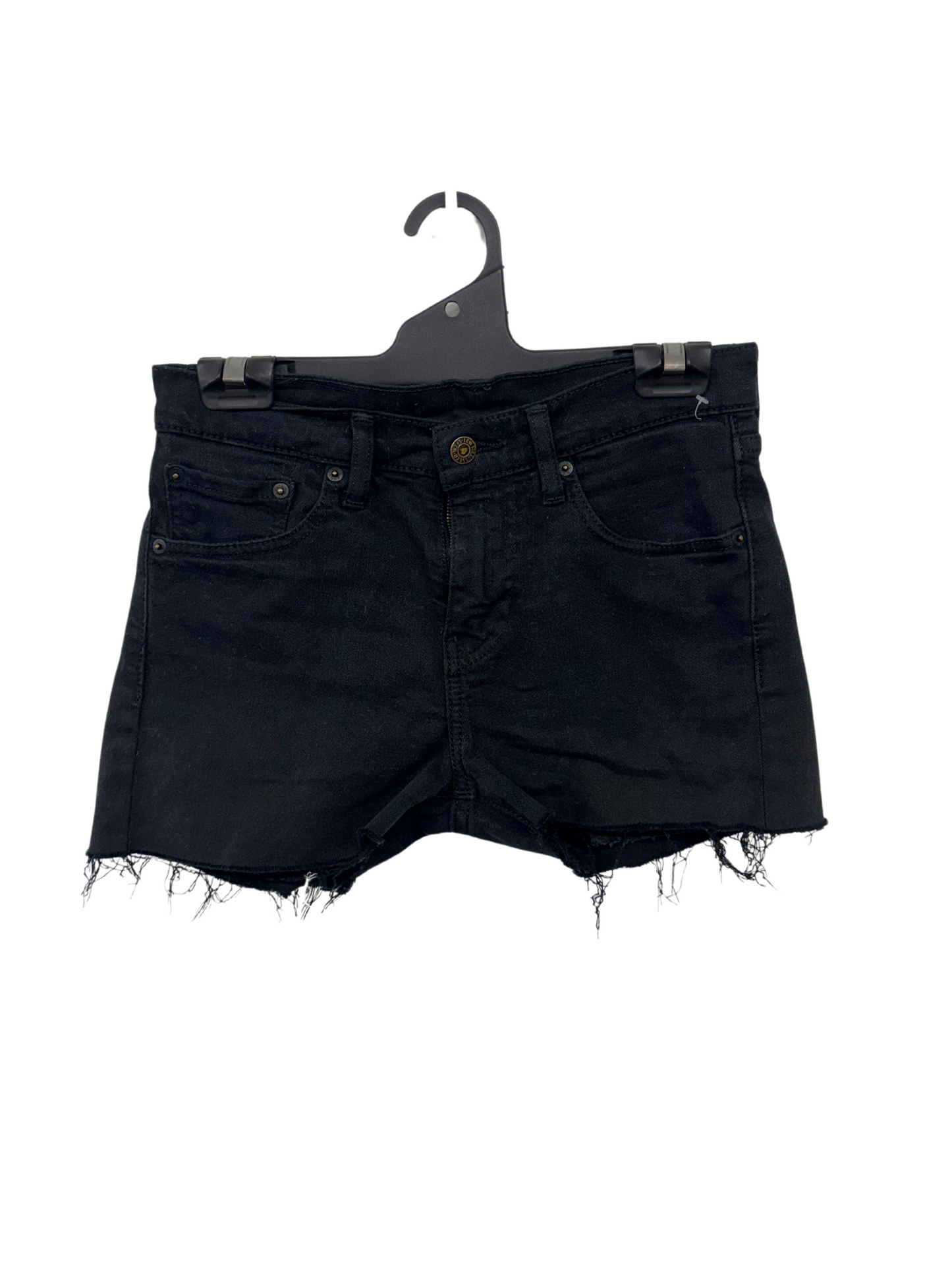 Black Mid-Rise Raw Hem Mini Shorts #13