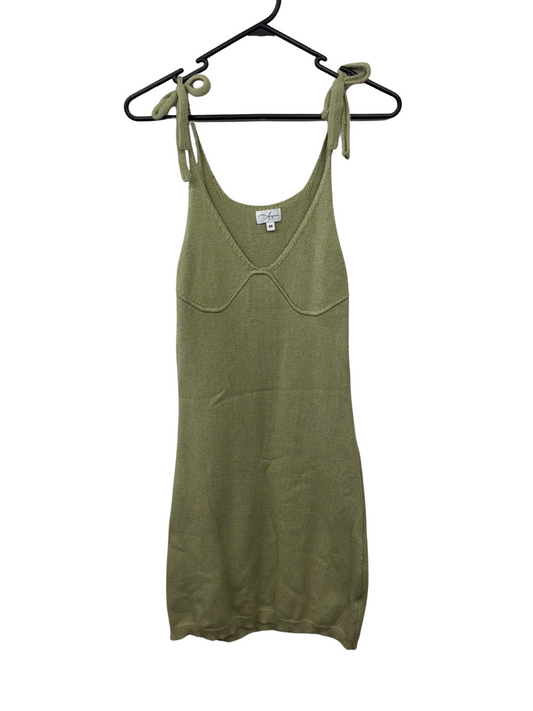 Light Green Knit Tie Strap Short Dress