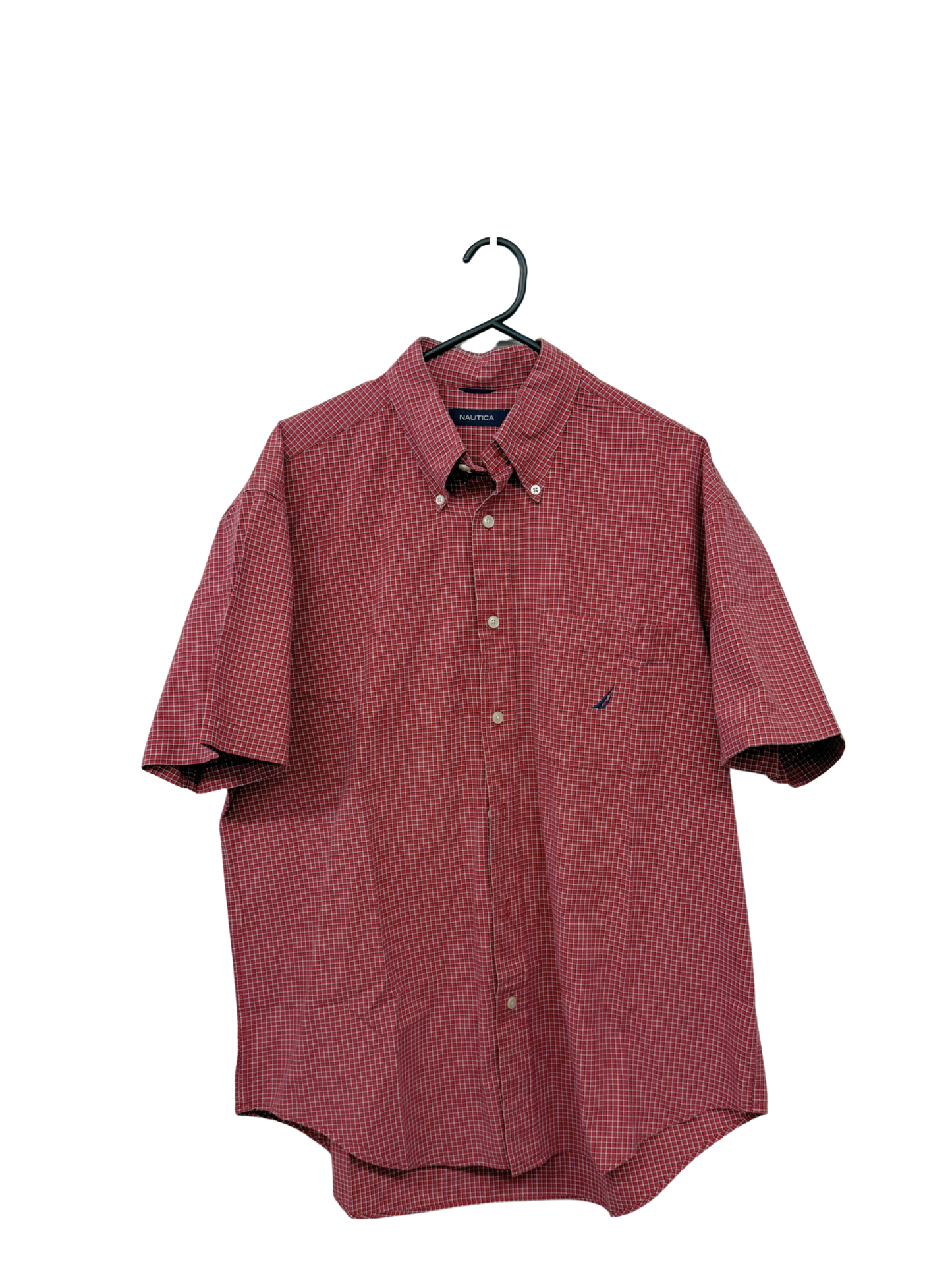 Red, Black & White Gingham Short Sleeve Button Up Shirt