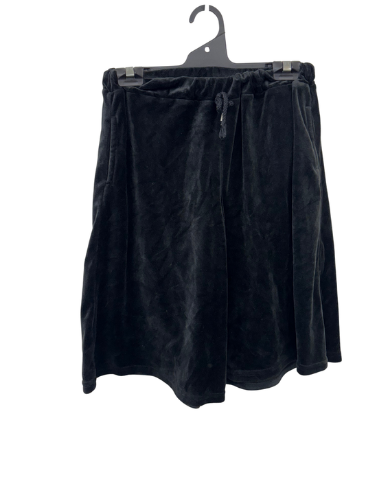 Black Velvet Elastic Waist Long Shorts