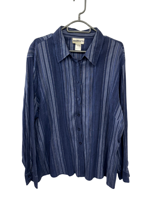 Vintage Blue Stripe Long Sleeve Button Up Shirt