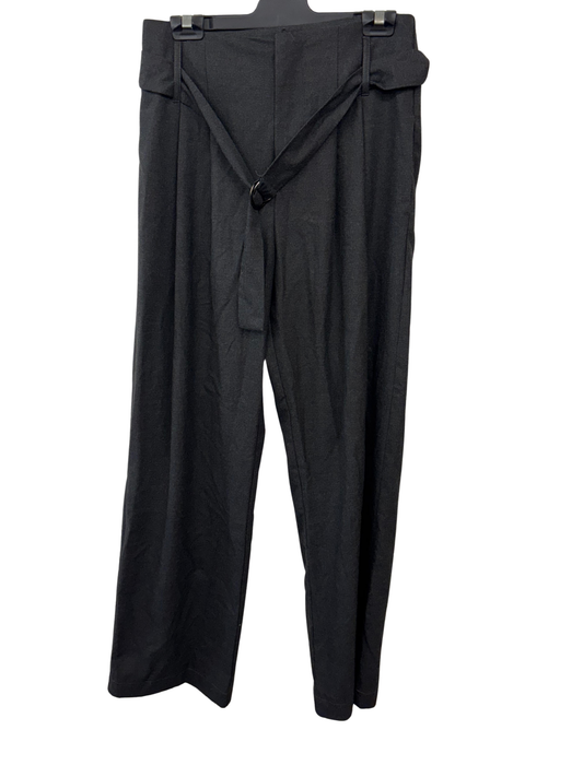 Dark Grey Wide Leg Pants with Belt