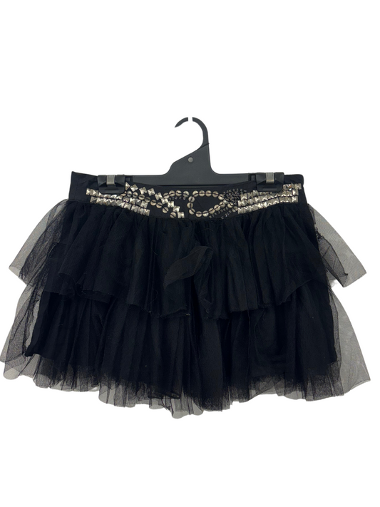 00s Black Tulle Skirt with Beading