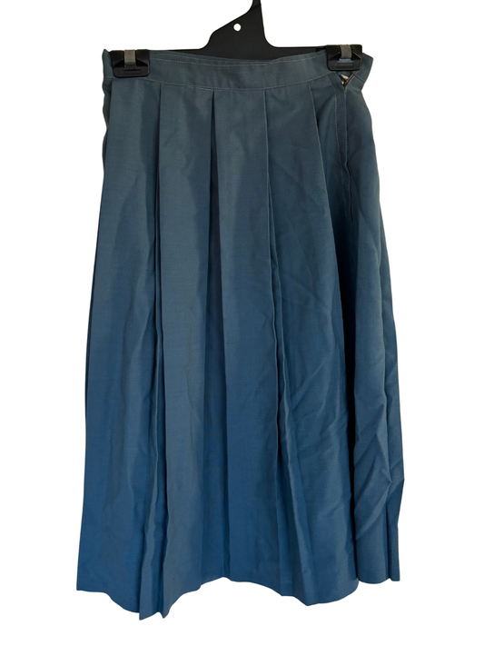 Vintage Green Pleated Knee Length Skirt