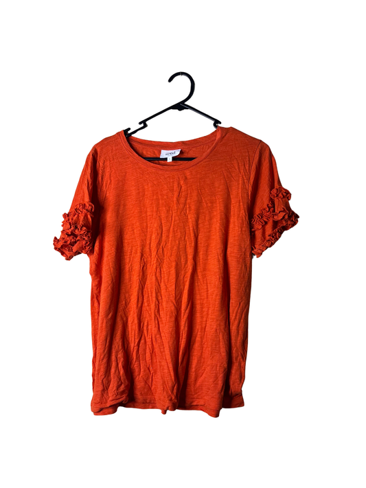 Orange Short Sleeve Ruffle Sleeve Top