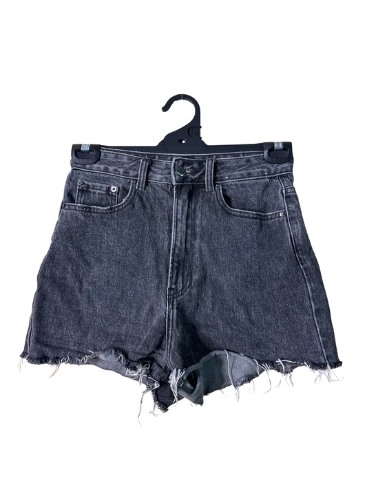 Black Highwaisted Raw Hem Denim Shorts