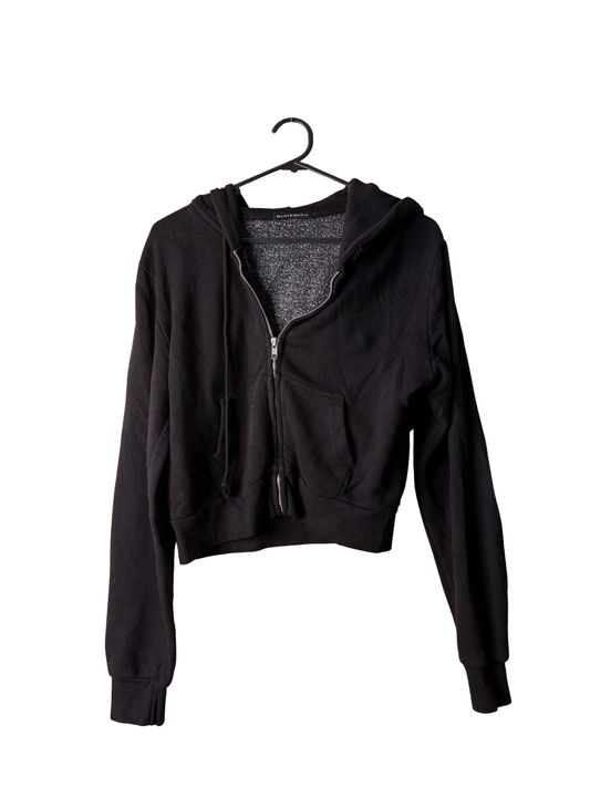 Black Cropped Hoodie Jacket