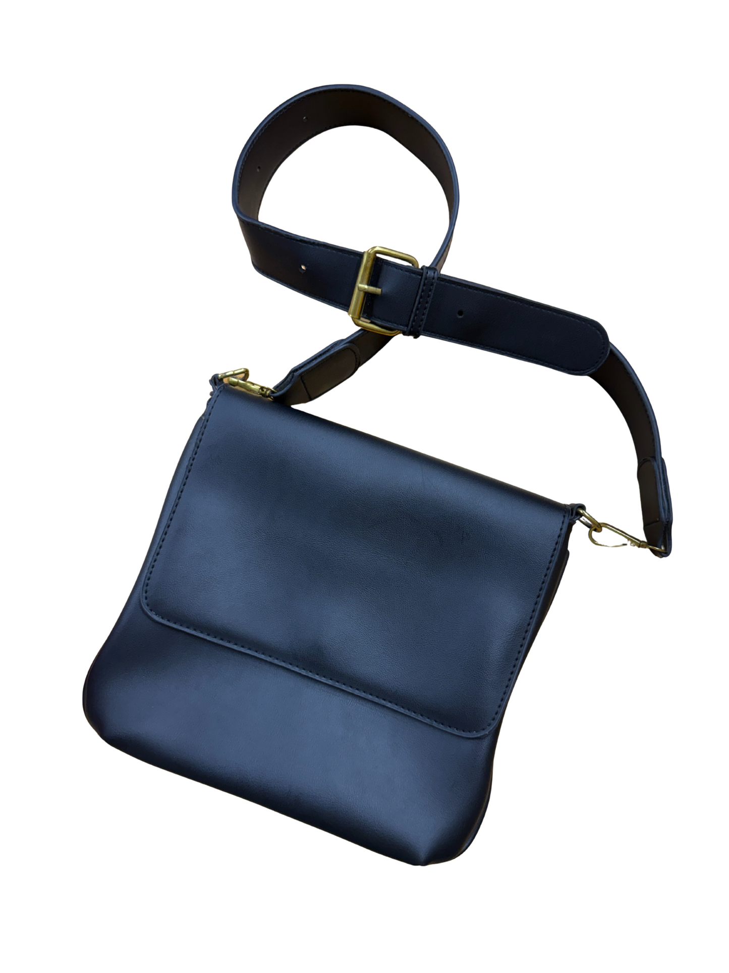 Black Leather Adjustable Crossbody Bag