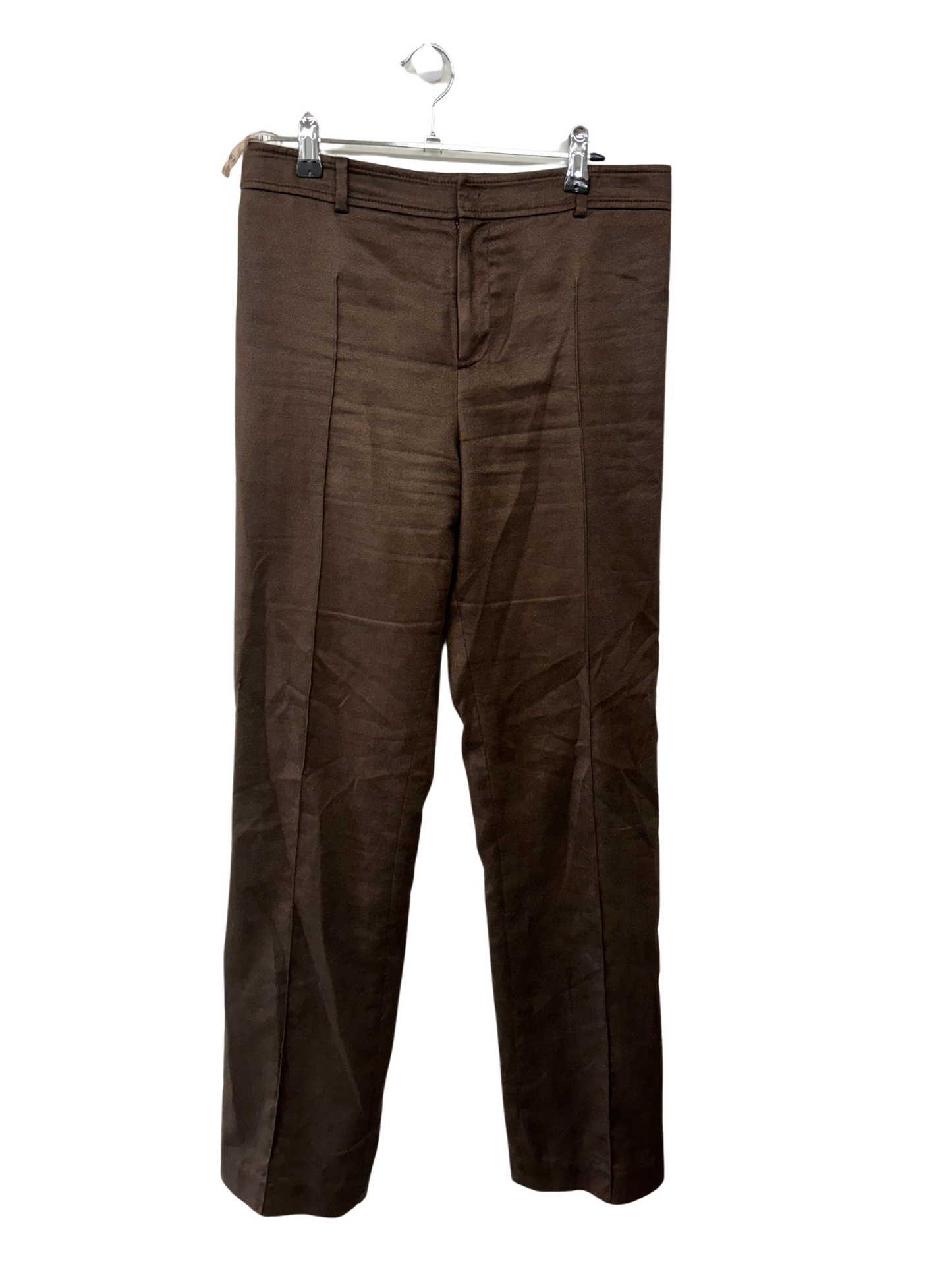 Vintage Brown Faux Suede Mid-Rise Straight Leg Pants