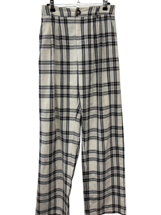 Black & White Checkered High Waisted Straight Leg Pants