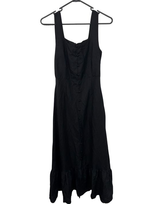 Black Thin Strap Midi Dress with Buttons