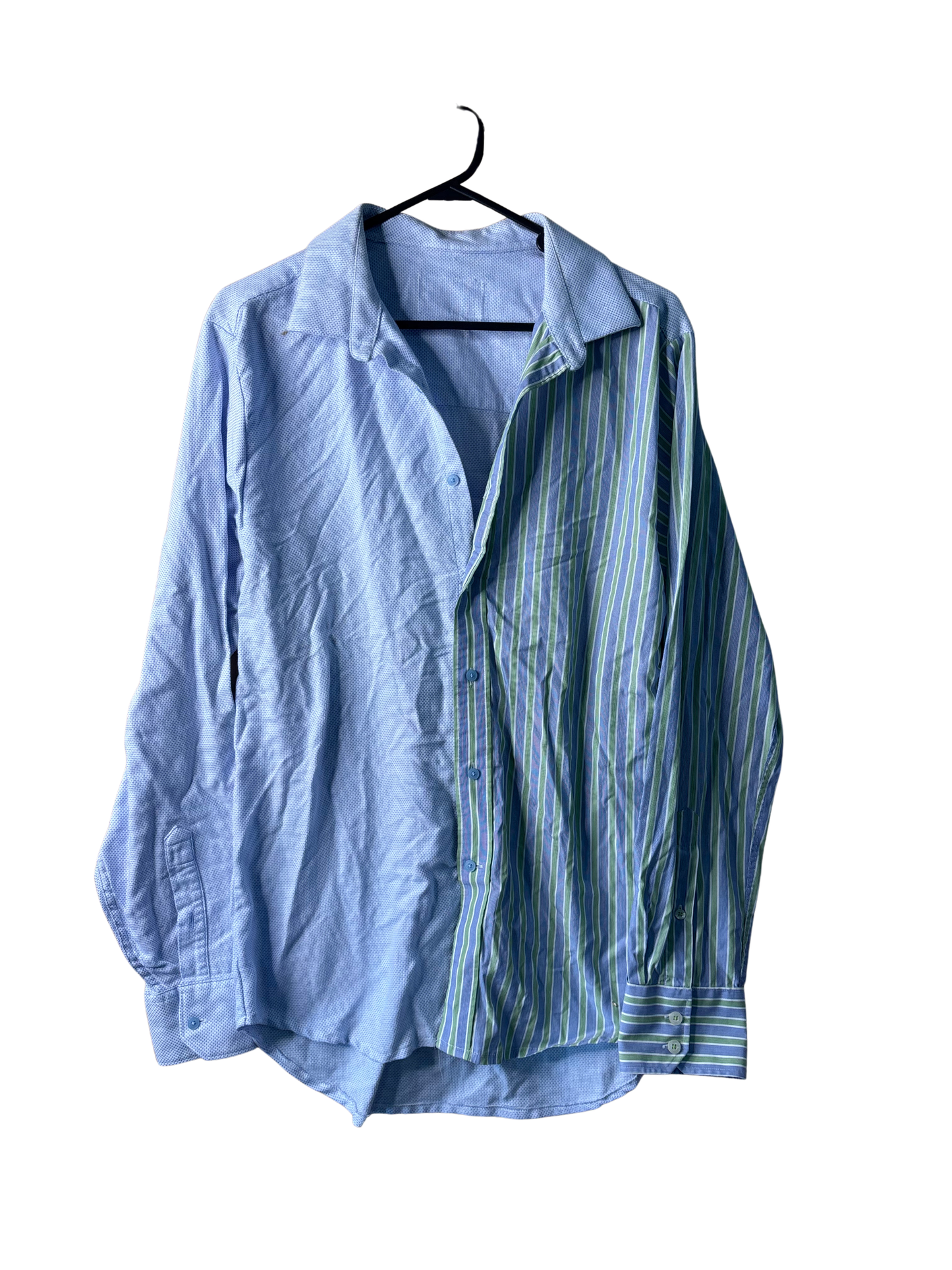 Blue & Green Stripe (LH) Half/Half Button Up Shirt