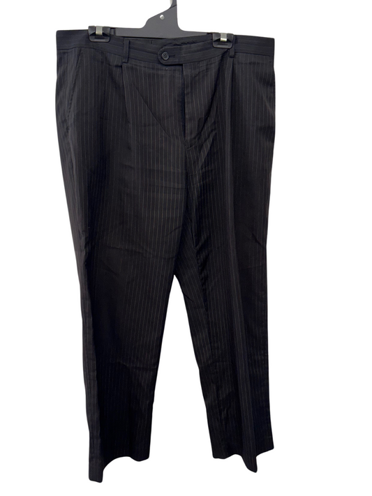 Brown Pinstripe Wide Leg Business Pants