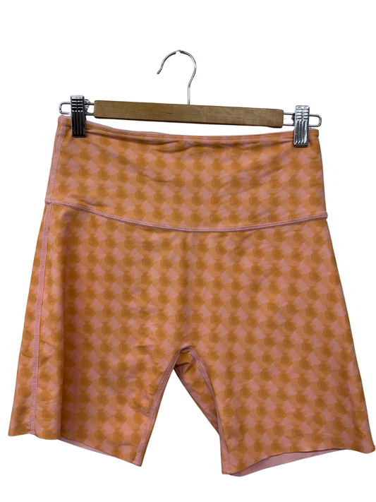 Orange & Pink Pattern High Waisted Exercise Shorts