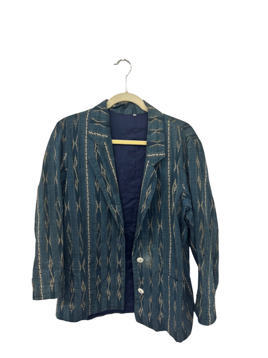 Dark Teal Green/Blue & Cream Pattern Blazer Jacket