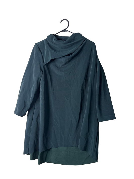 Dark Green Long Sleeve Cowl Neck Top