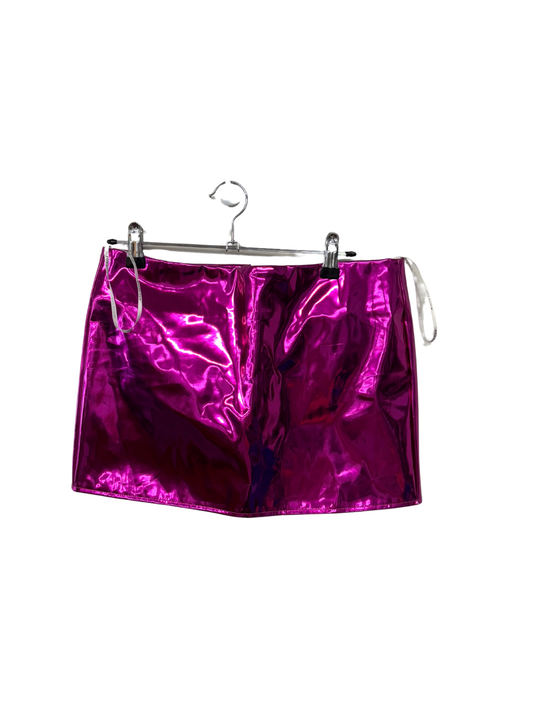 Hot Pink Metallic Stiff Micro Skirt