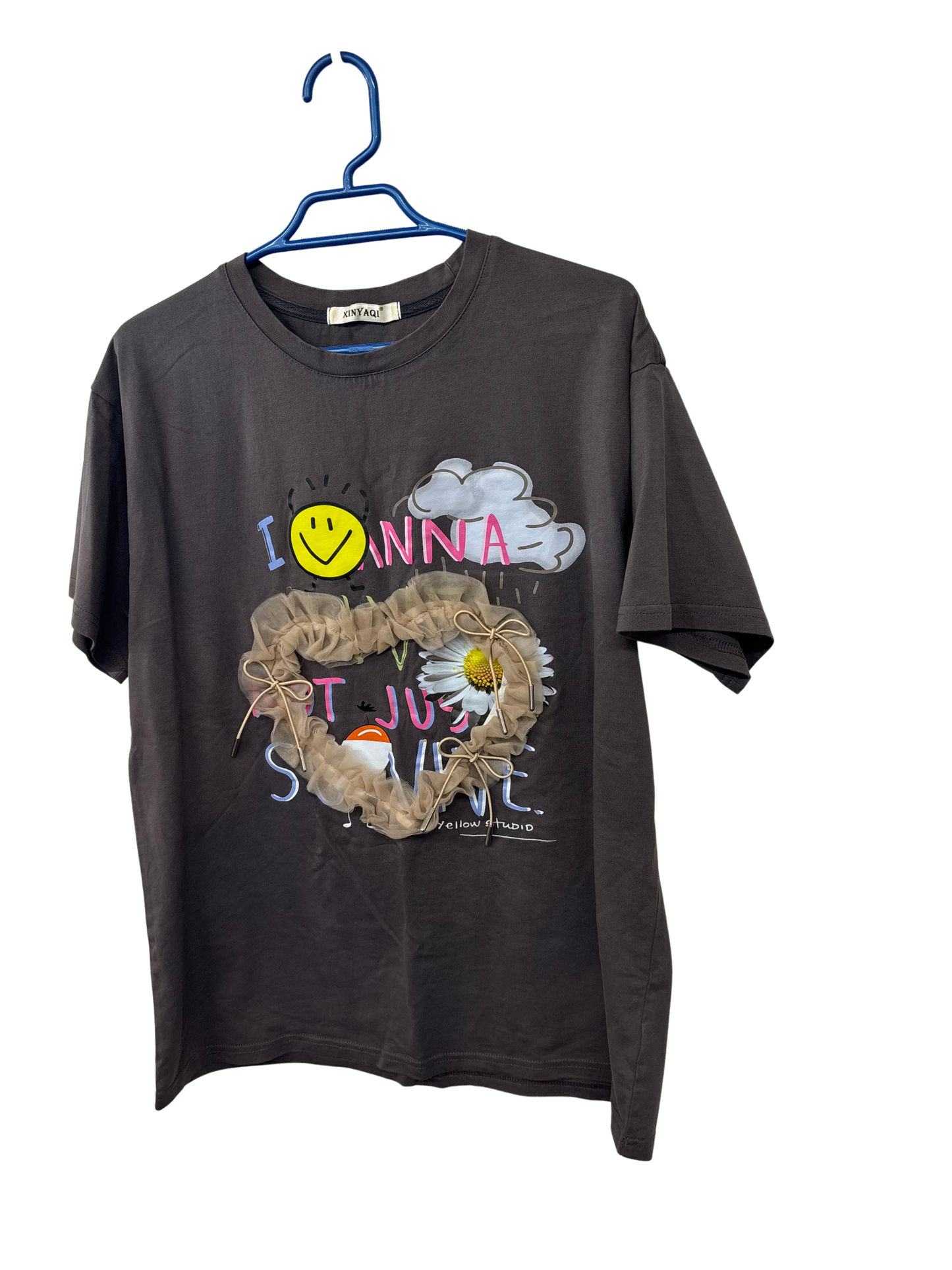 Grey Short Sleeve Shirt with Textured Graphic