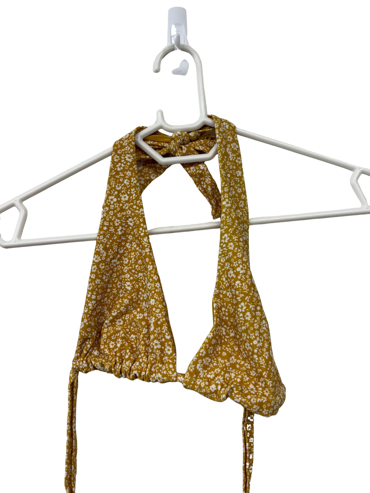 Yellow & White Floral Print Triangle Bikini