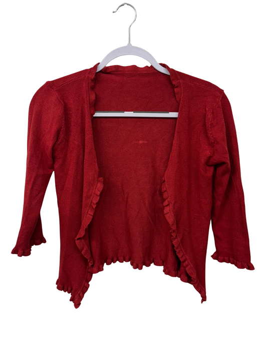 Red Ruffle Hem Cardigan