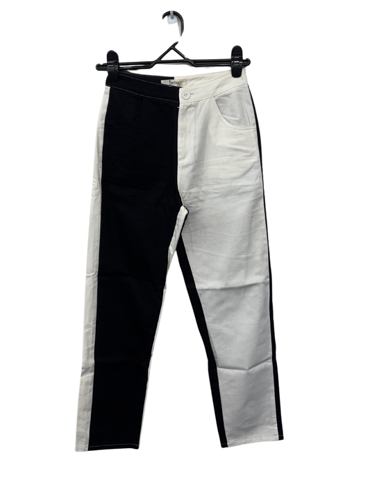 Black & White Panel Straight Leg Highwaisted Jeans