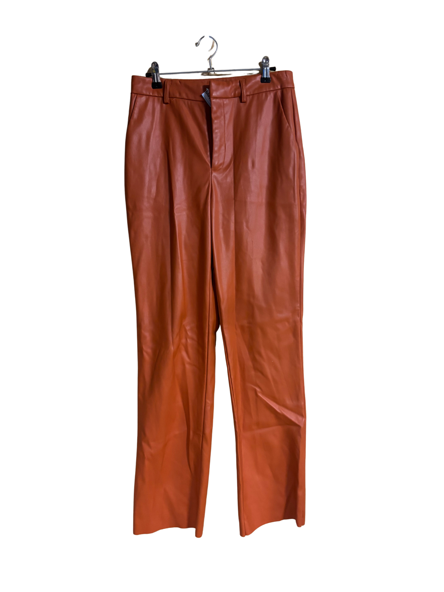 Orange Highwaisted Tapered Faux Leather Pants