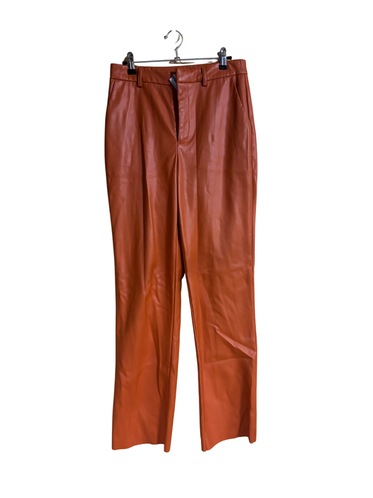 Orange Highwaisted Tapered Faux Leather Pants