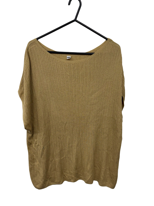 Gold/Beige Knit Short Sleeve Batwing Top