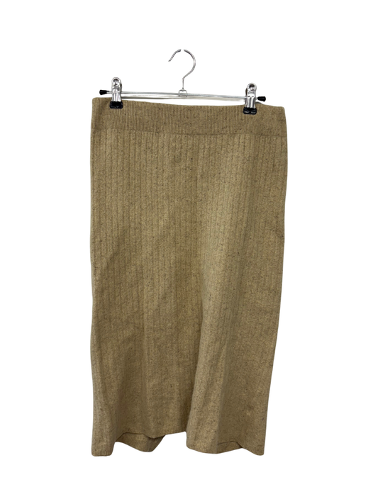 Vintage Light Yellow Rib Knit Knee Length Skirt