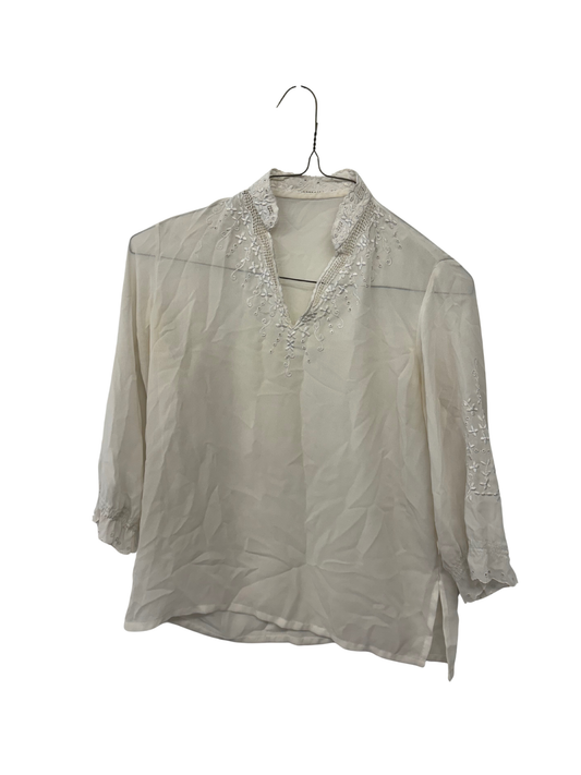 Cream Sheer Half Sleeve Top