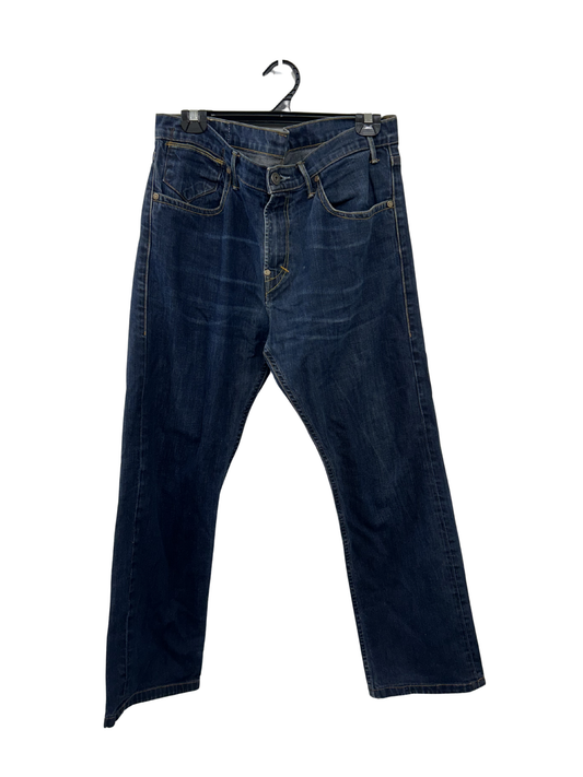 Dark Blue Denim Straight Leg Jeans