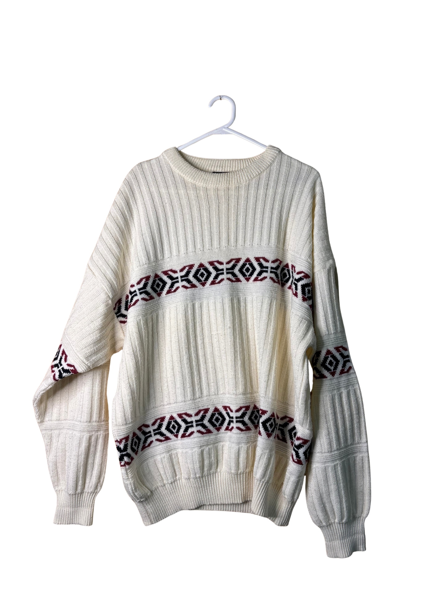 Vintage Cream, Red, Black Long Sleeve Knit Jumper