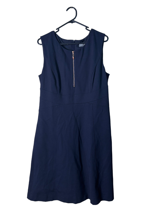 Dark Blue/Black Sleeveless Panel Business Dress
