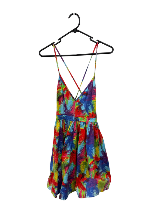 Multicolour Strappy 'Tropical' Style Mini Dress