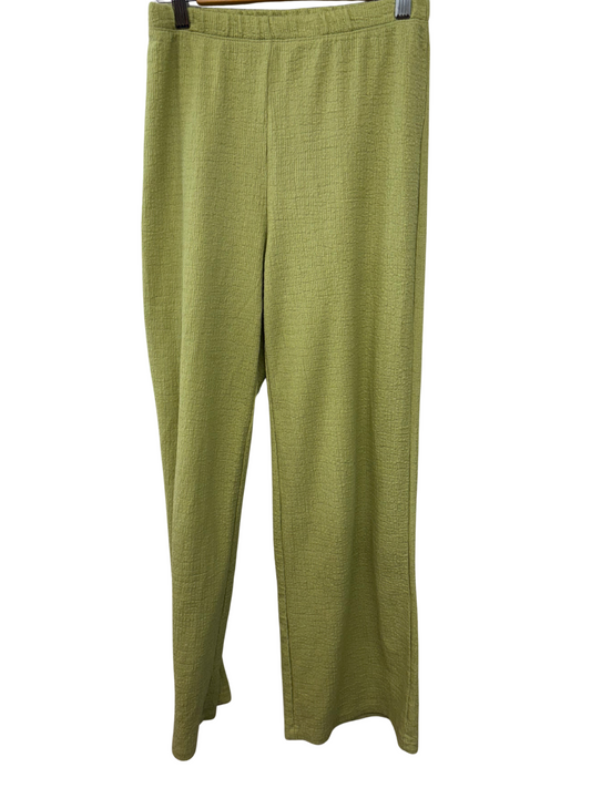 Light Green Textured Elastic Waist Pants