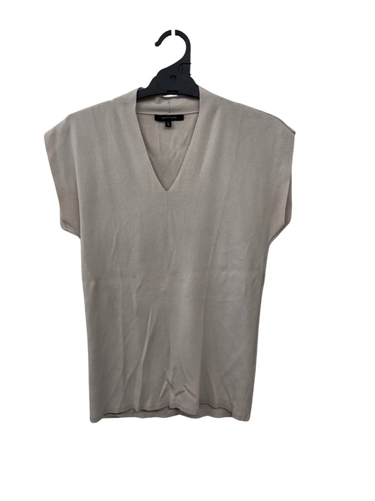Beige Knit Cap Sleeve Top