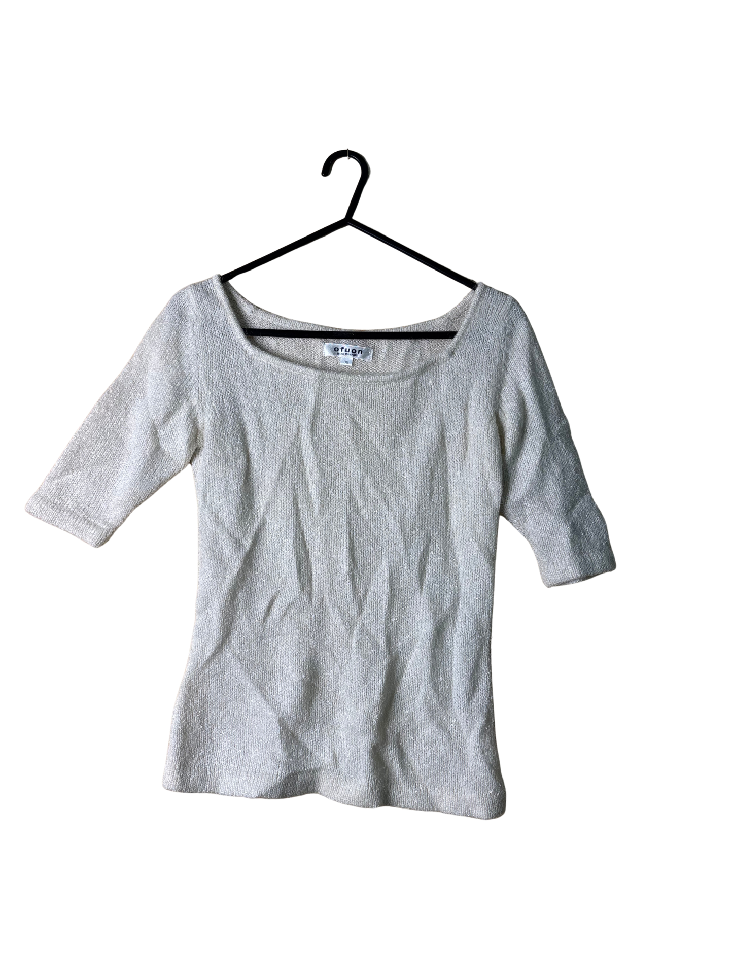 Cream Half Sleeve Knit Top