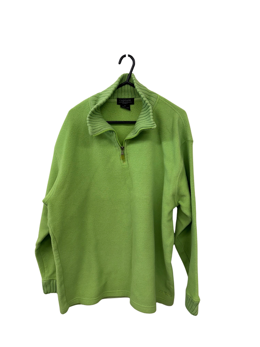 Vintage Green Long Sleeve Fuzzy Quarter Zip Sweater