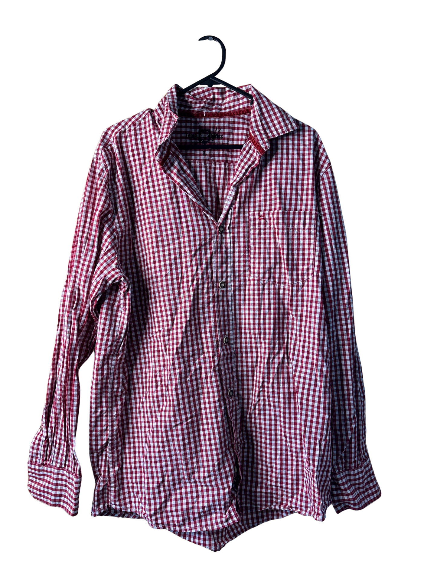 Red & White Check Long Sleeve Button Up Shirt