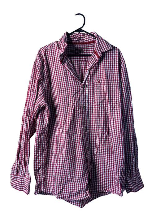 Red & White Check Long Sleeve Button Up Shirt