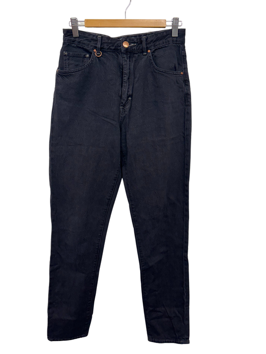Black Mid Rise Straight Leg Jeans