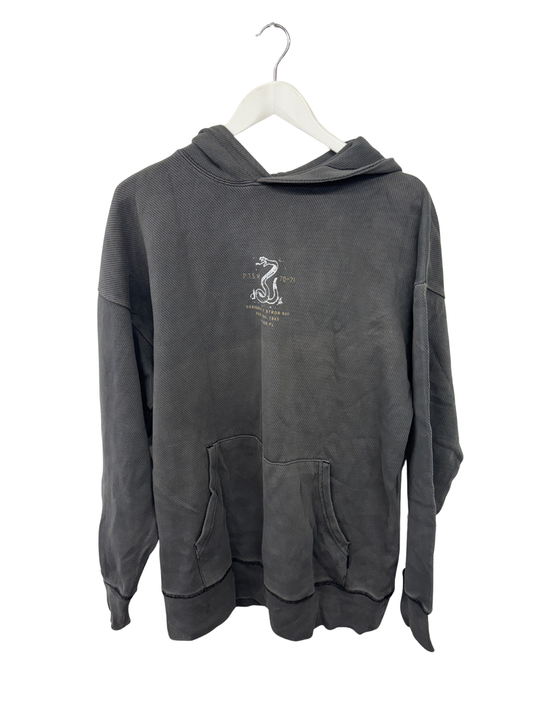Dark Grey Oversized Hoodie with White Snake Logo