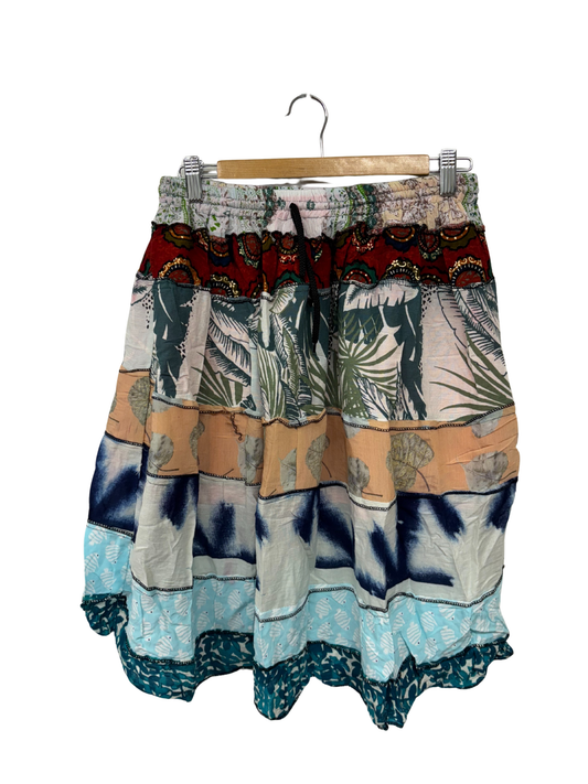 Multicolour Tiered Patchwork Skirt